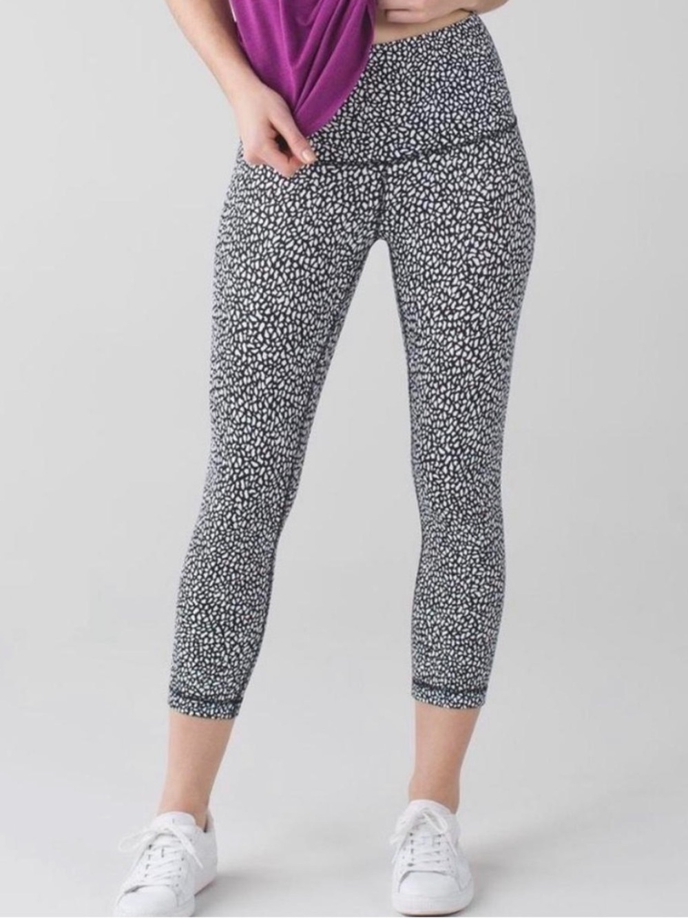 Lululemon Wunder Under Miss Mosaic Black Cropped High Rise Leggings